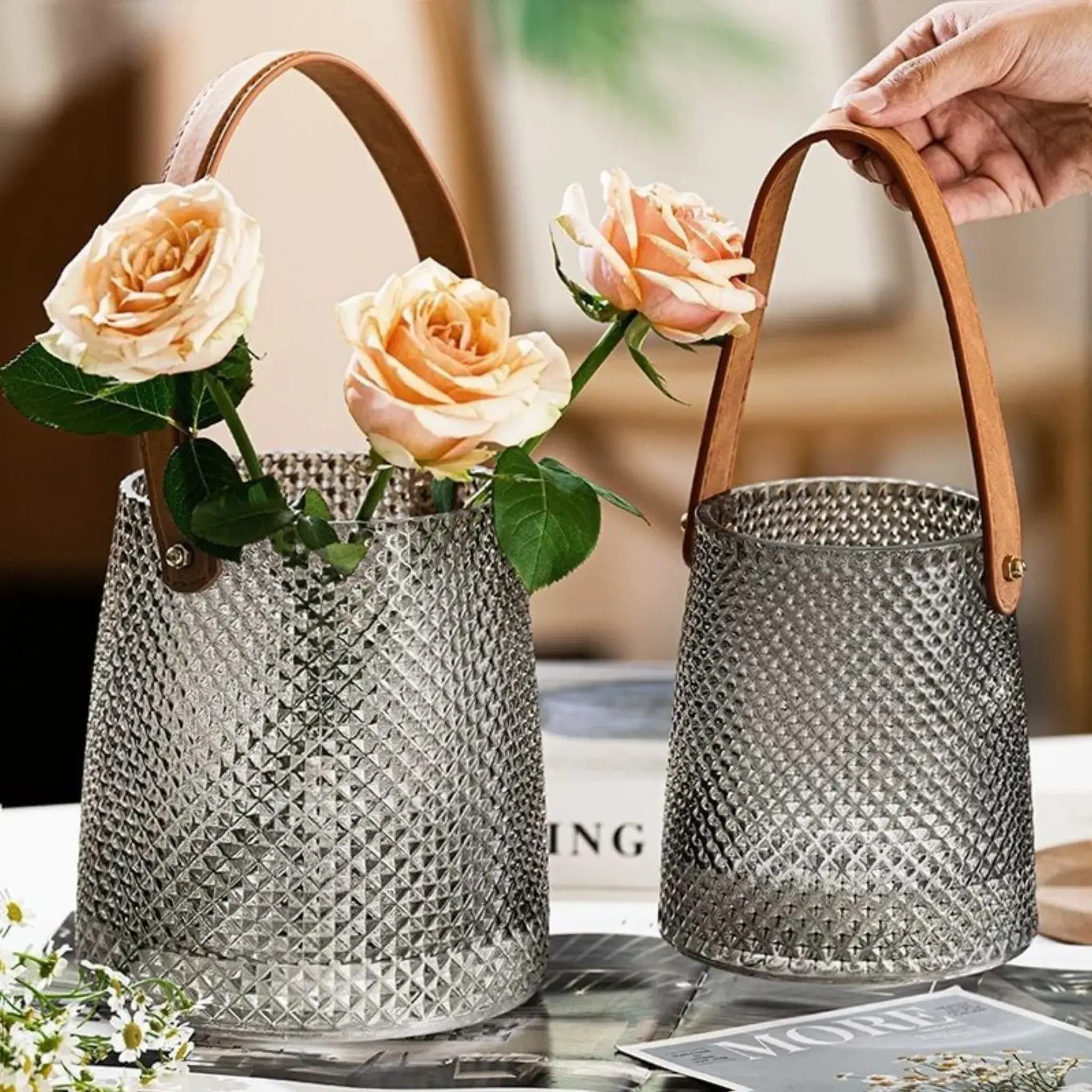Textured Glass Lantern Vase