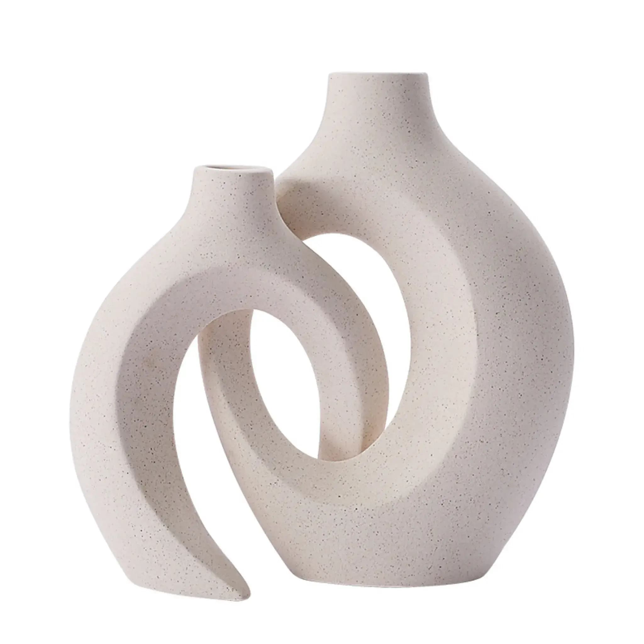 Aura Interlocking Ceramic Loop Vase Set